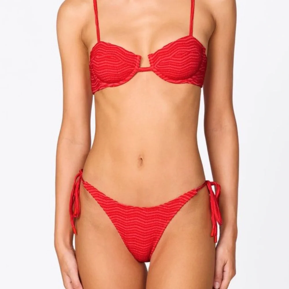 triangl swimwear Red Textured Tie-Side Bikini
